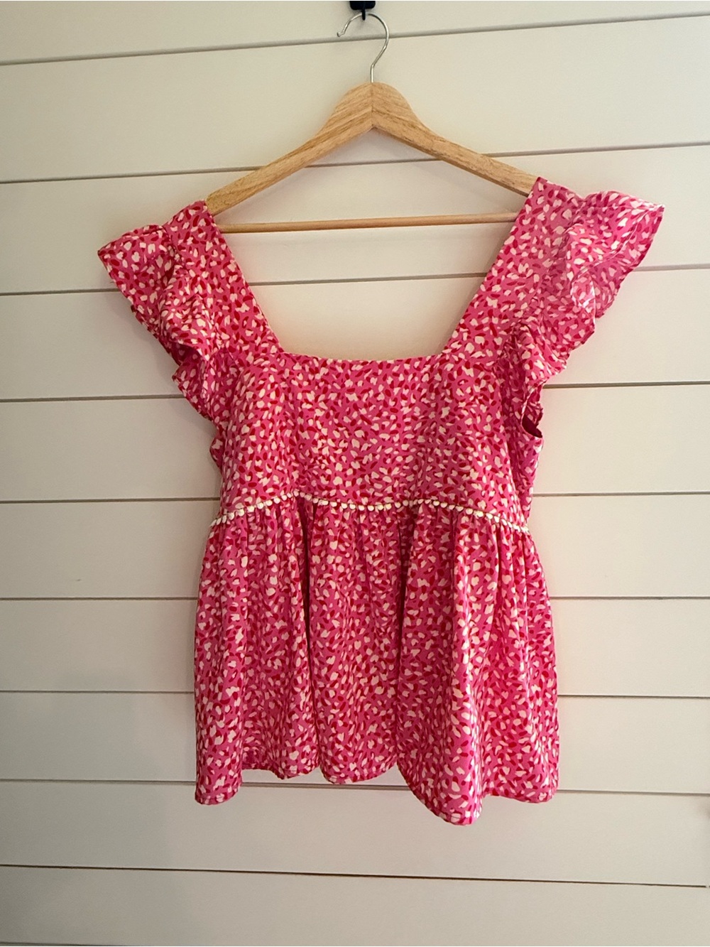 THML Pink Printed Ruffle Sleeve Babydoll Top Size M